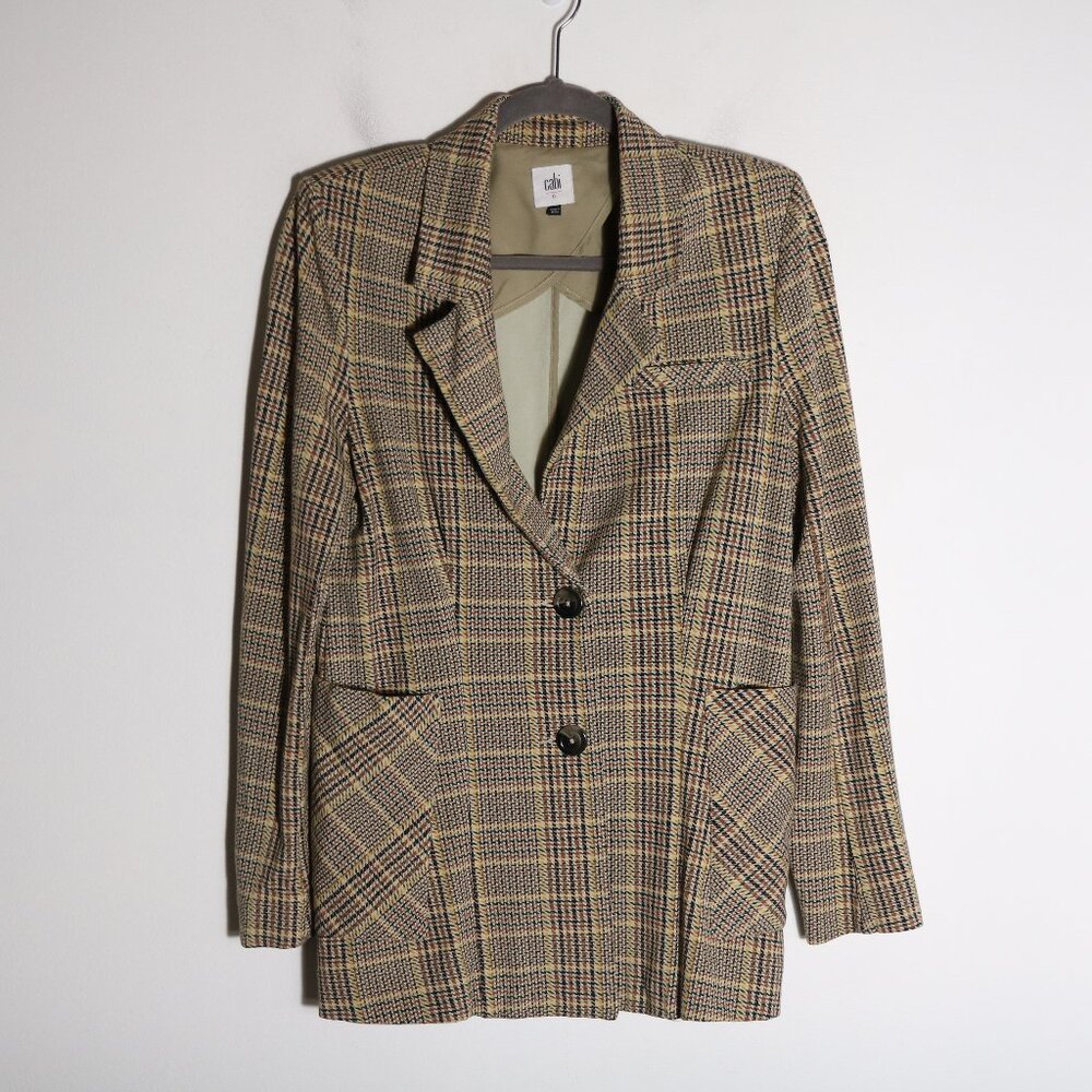 Cabi Pastime Plaid Jacket Blazer Womens 8 Stretch Knit Preppy Work Office Casual